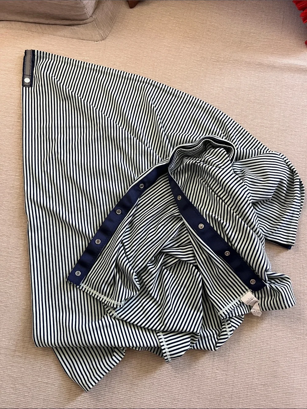 lululemon mint blue and navy blue striped button multi-use/multi styled scarf
